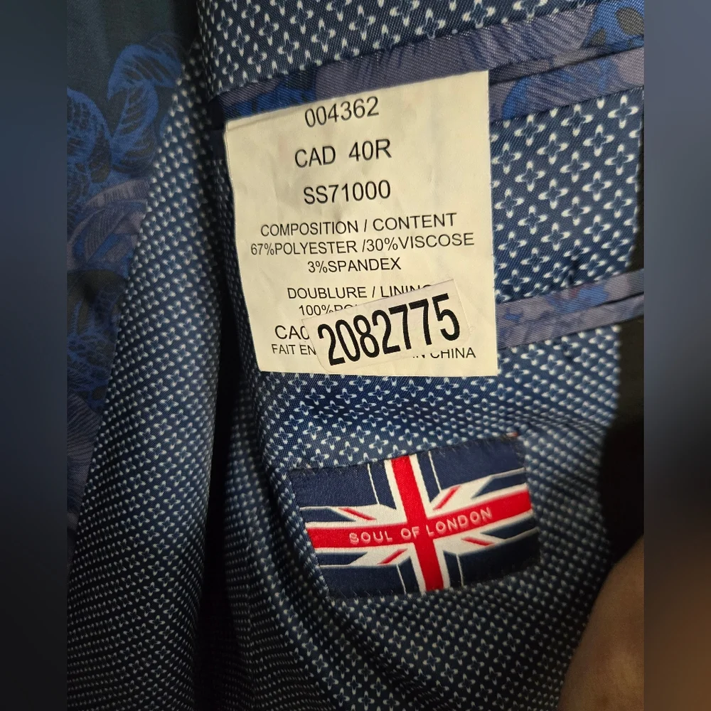 Soul of London Elegant Black Men's Blazer 40R